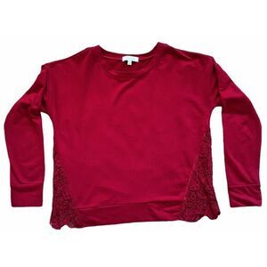 Active USA Women’s Red‎ Sweater Lace Side Detail Size L Trendy Cozy Winter Style